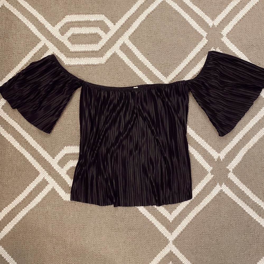 Black off the shoulder silky top